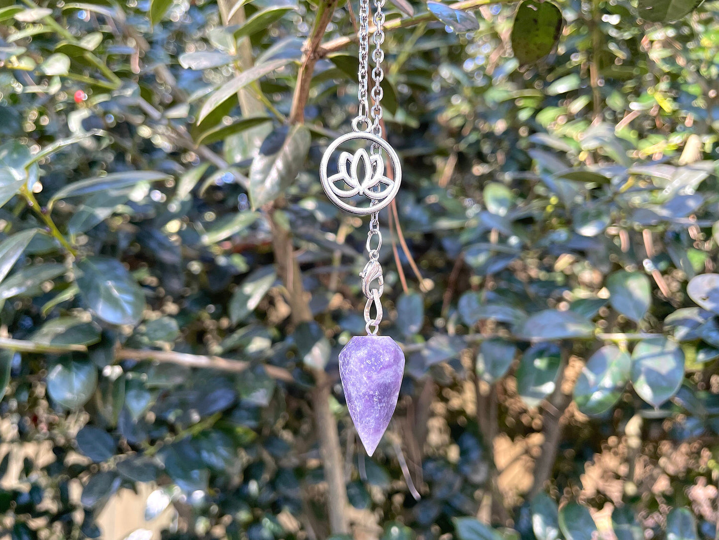 Lepidolite Pendulum. Multifaceted