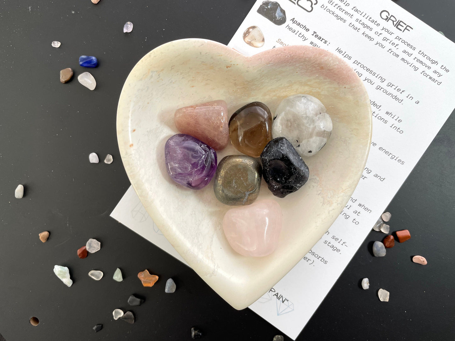 In Case of Grief, Crystals, Dish and Recorded Meditation | Sympathy Crystal Set | Bereavement Gift | Self Care Gifts