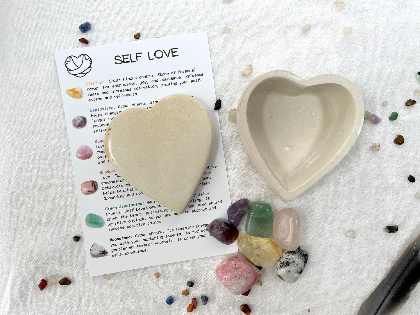 Crystal Prescription for Self Love in Soapstone Box