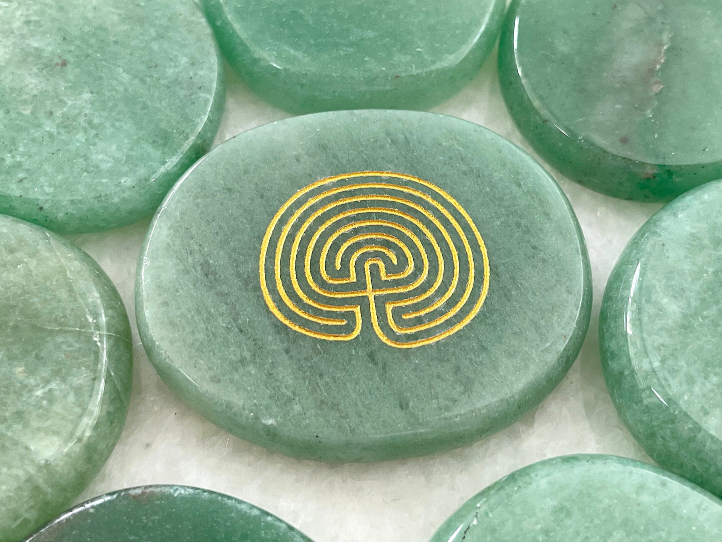 Labyrinth Palm Stone in Green Aventurine