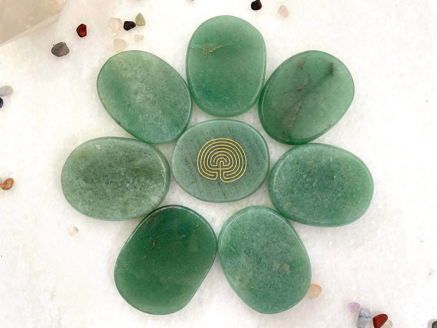 Labyrinth Palm Stone in Green Aventurine