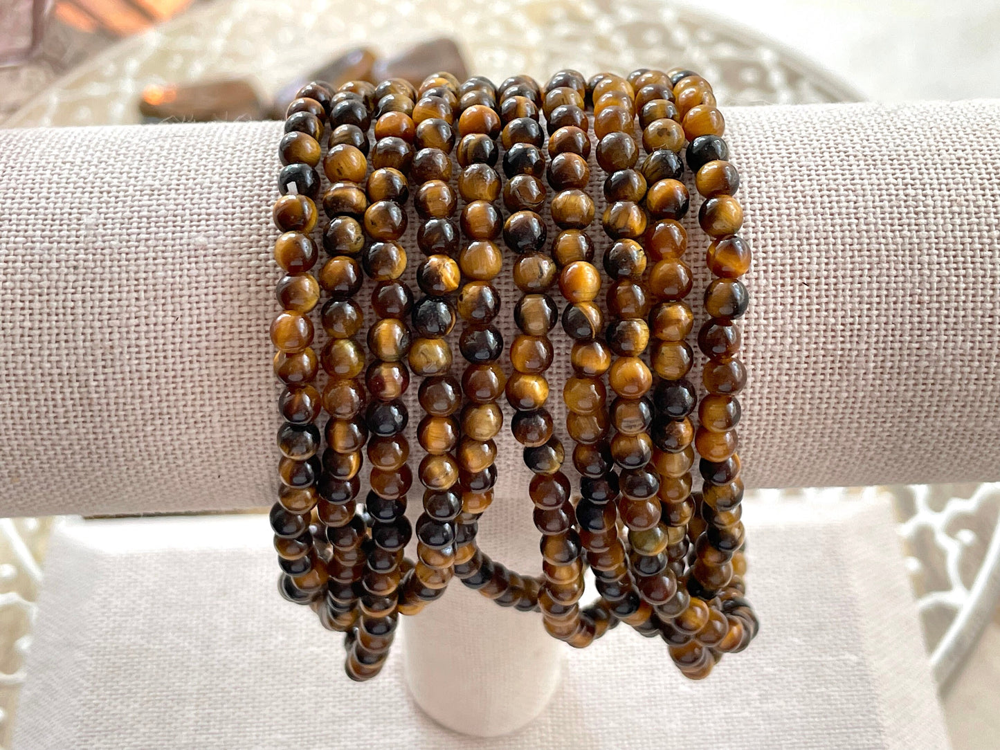 4mm Gemstone bracelet in Tiger Eye