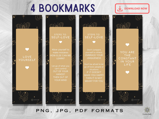 Self Love Bookmarks. Instant Download. 4 Bookmarks
