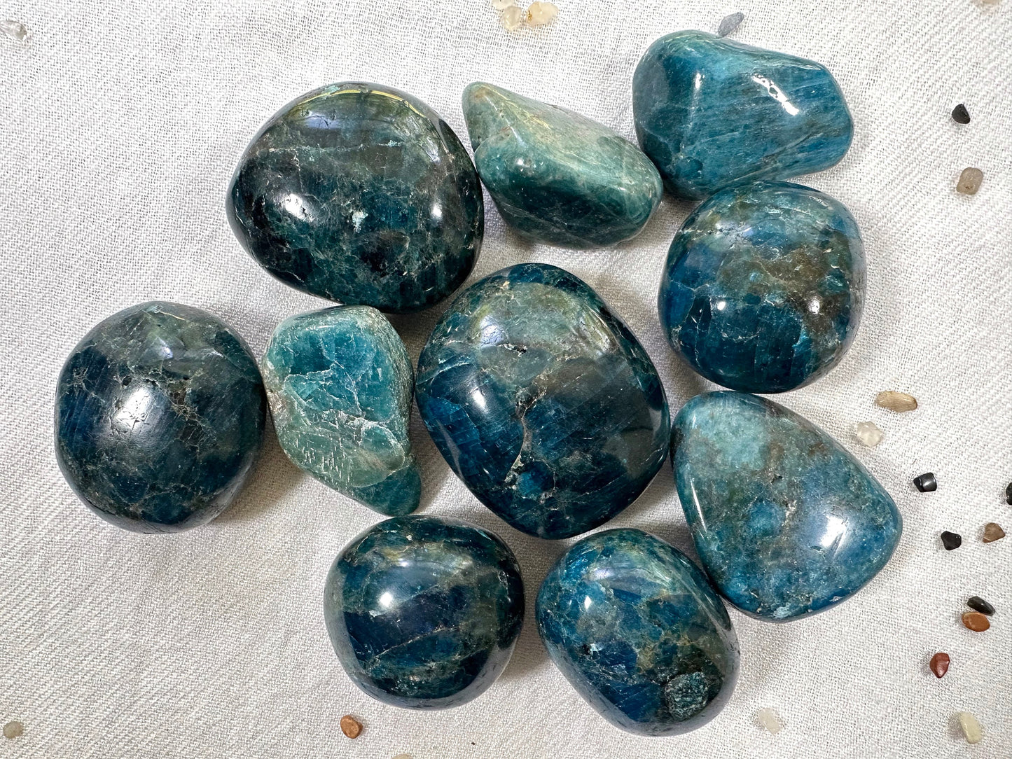 Blue Apatite Gallets. Tumbled