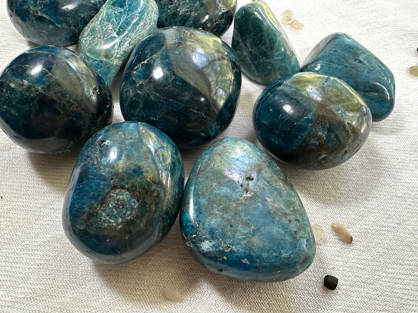 Blue Apatite Gallets. Tumbled