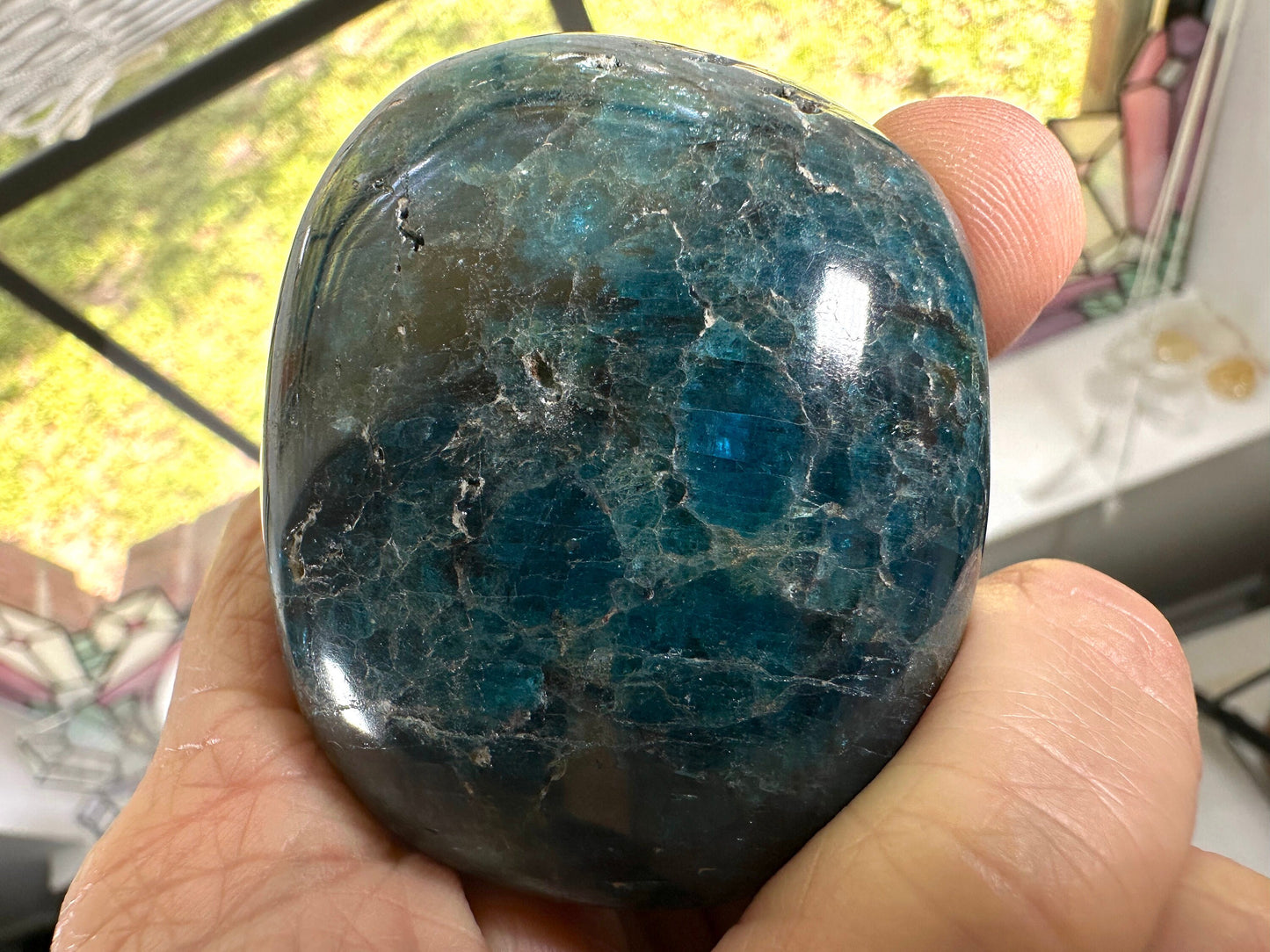 Blue Apatite Gallets. Tumbled