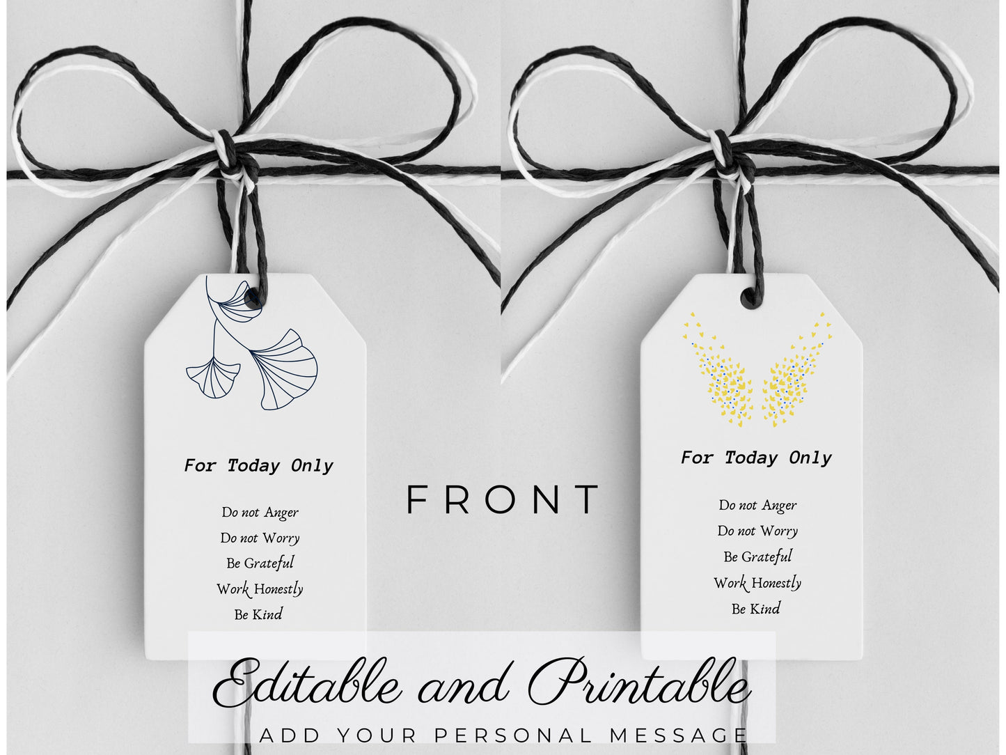 Reiki Precepts Gift Tags. Editable and printable Gift Tags. Instant Download