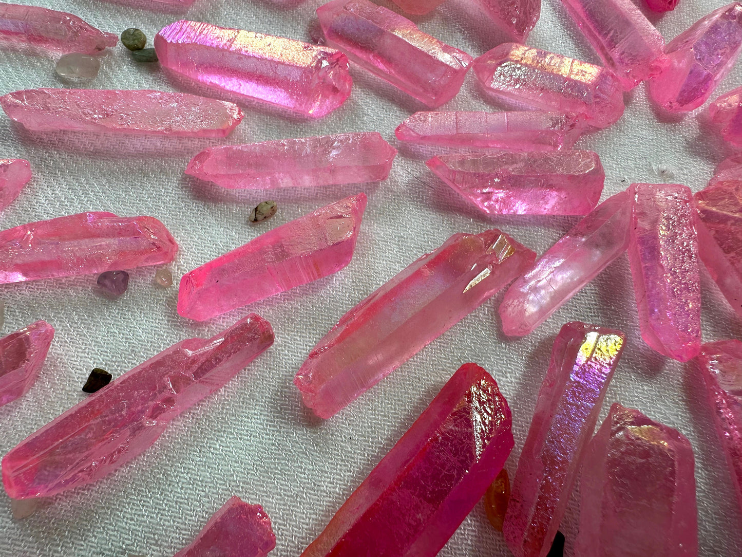 Pink Aura Quartz Points. Raw. 1-2 inches long