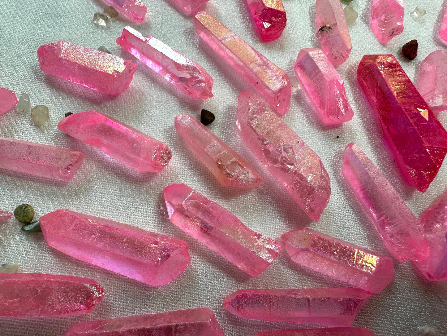 Pink Aura Quartz Points. Raw. 1-2 inches long