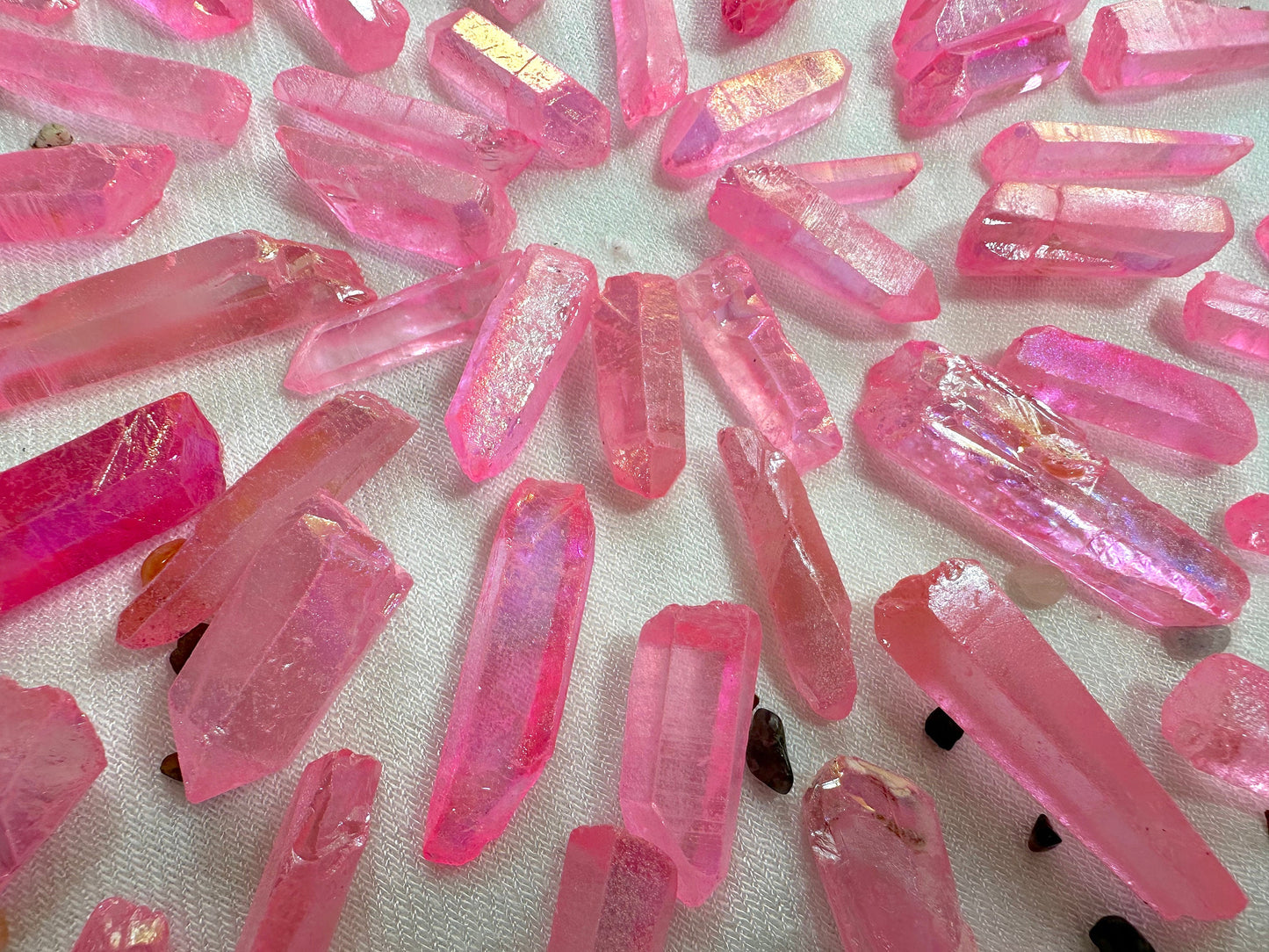 Pink Aura Quartz Points. Raw. 1-2 inches long