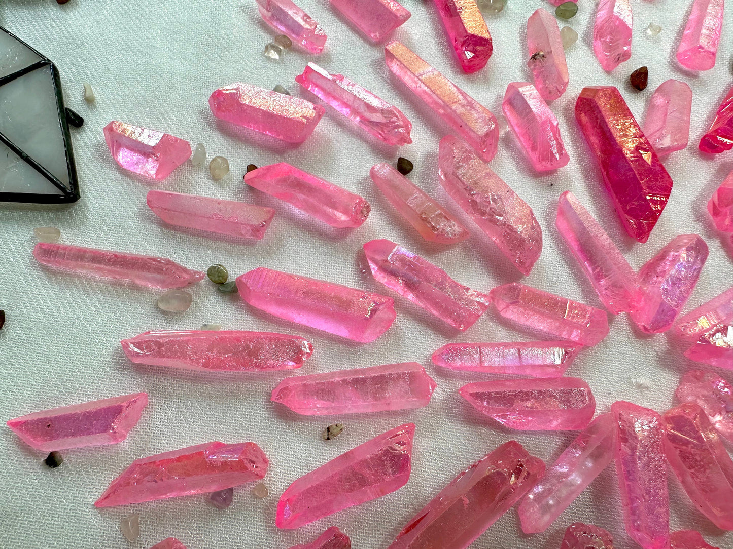 Pink Aura Quartz Points. Raw. 1-2 inches long