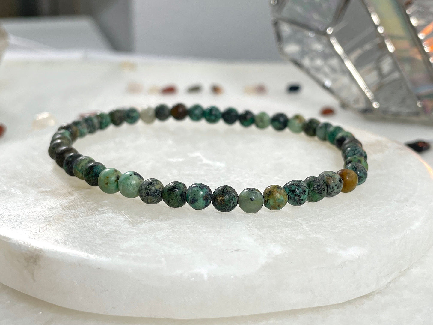 4mm Gemstone Beads Bracelet in African Turquoise: Protection Purification & Transformation