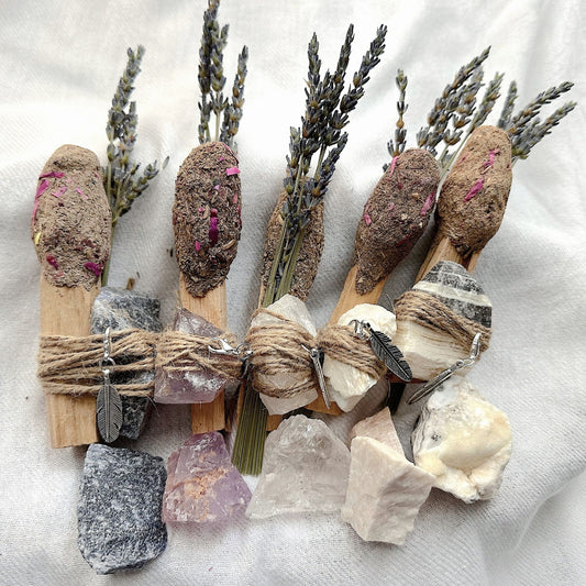 Palo Santo Pops, Lavender and Rough Crystal bundles. Smudge Special