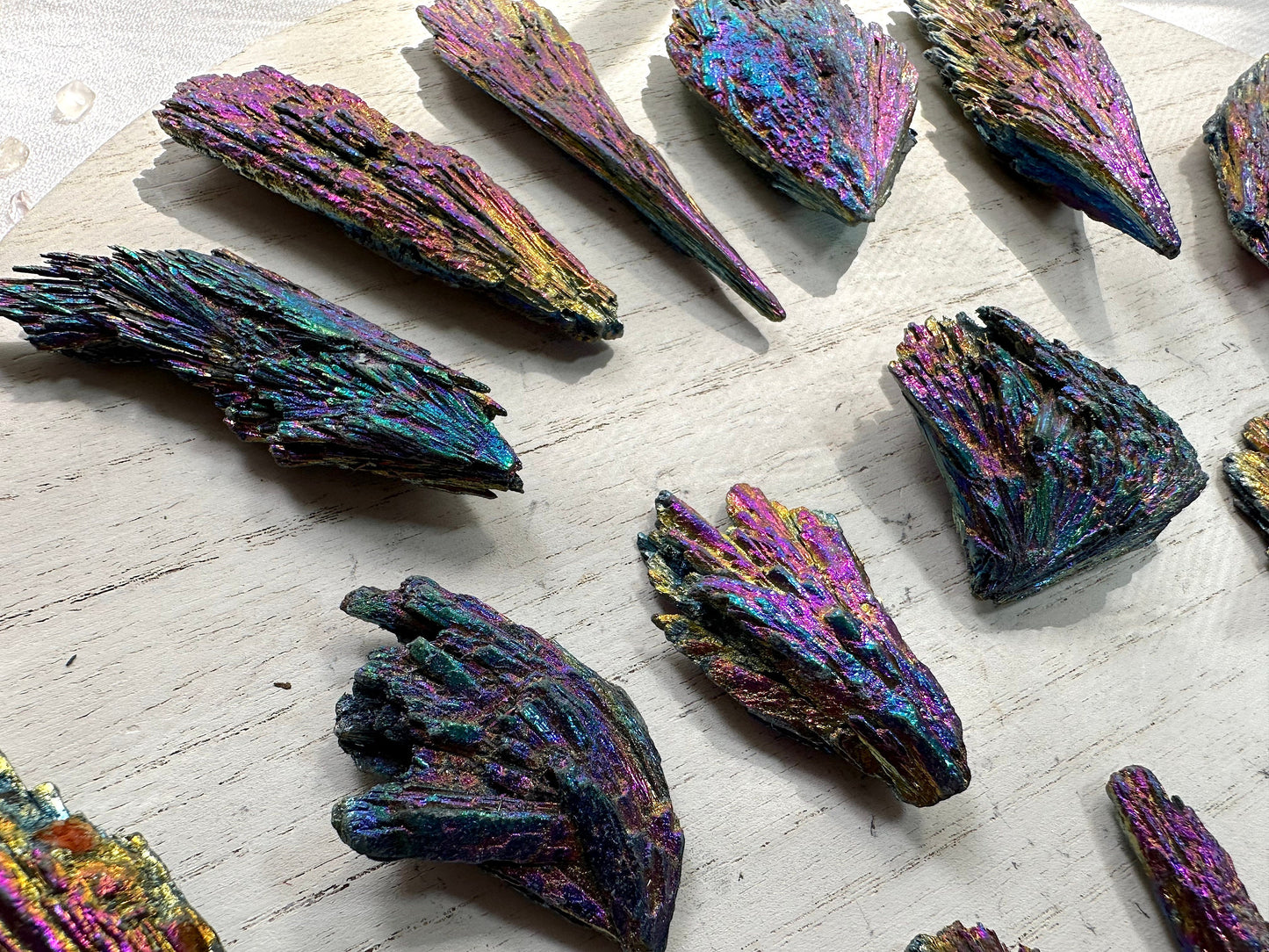 Aura Titanium Kyanite | Flame aura Black Kyanite  | Witch Broom Crystal