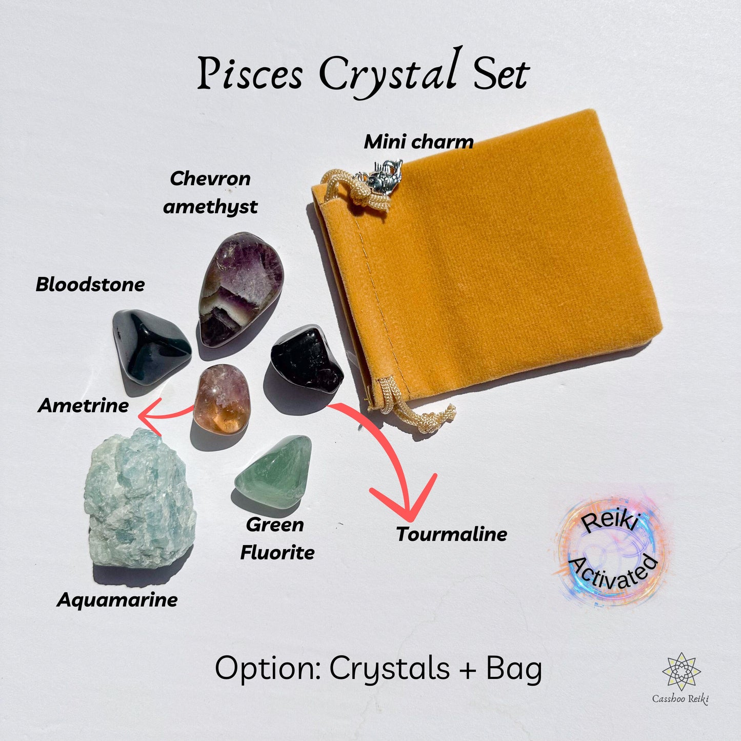 6 Crystal Set for Pisces Zodiac | February-March Birthday Gift | Zodiac Sign Gift